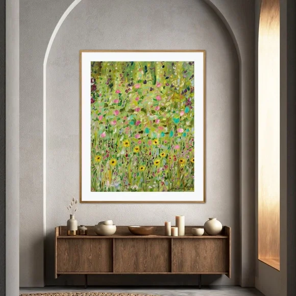 Flower Garden Wild Free Art Print Abstract floral whimsy cottagecore fairy decor - Picture 2 of 7